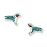 Nicole Barr Sterling Silver Hummingbird Stud Earrings-Blue