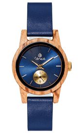 Small Leather Hampton Zebrawood/Blue