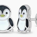 Playful Penguin Enamel Childrens Earrings