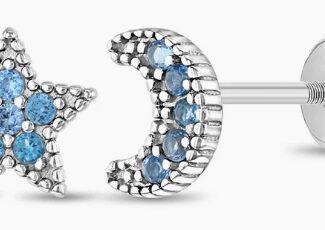 Star & Moon CZ Girl Earrings