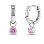Bezel CZ Gem Dangle Girl Hoops