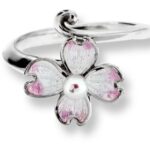 White Dogwood Ring. Sterling Silver-Akoya Pearl