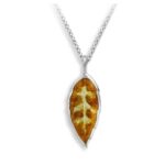 Gold Elm Leaf Necklace. Sterling Silver