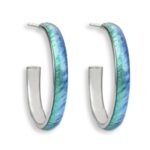 Turquoise Hoop Earrings. Sterling Silver