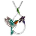 Turquoise Hummingbird Necklace. Sterling Silver