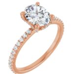 18K Rose 8x6 mm Oval Engagement Ring Mounting
