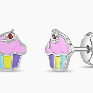 Pink Frosted Cupcake Kids Earrings