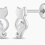 CZ Kitty Friend Baby / Toddler / Kids Earrings Screw Back