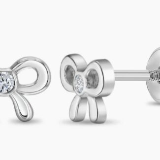 Delicate CZ Bow Toddler Earrings
