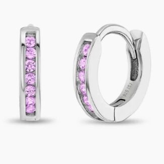 Small Channel Set CZ Hoop Earrings