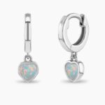 Opal Heart Dangle Girl Hoop Earrings