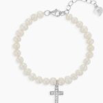 Cultured Pearl with Cross Girls Bracelet