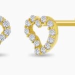 14k CZ Encrusted Heart Girl Earrings