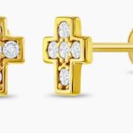 14k Petite CZ Cross Kids Earrings