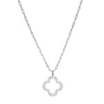 Charles Garnier Sterling Silver Necklace Made with Paperclip Chain and Clover Pendant
