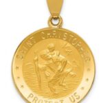 14k Medium Polished and Satin St.Christopher Medal Pendant