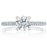Classique Round Diamond Cathedral Set Engagement Ring in 14K White