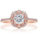 Classique Round Halo Diamond Band Engagement Ring in 14K Rose