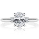 Classique Oval Three Stone Engagement Ring in 14K White