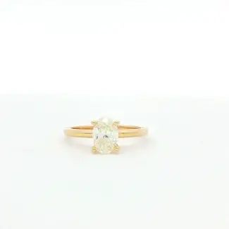 14k yellow gold oval solitaire engagement ring, H, SI1