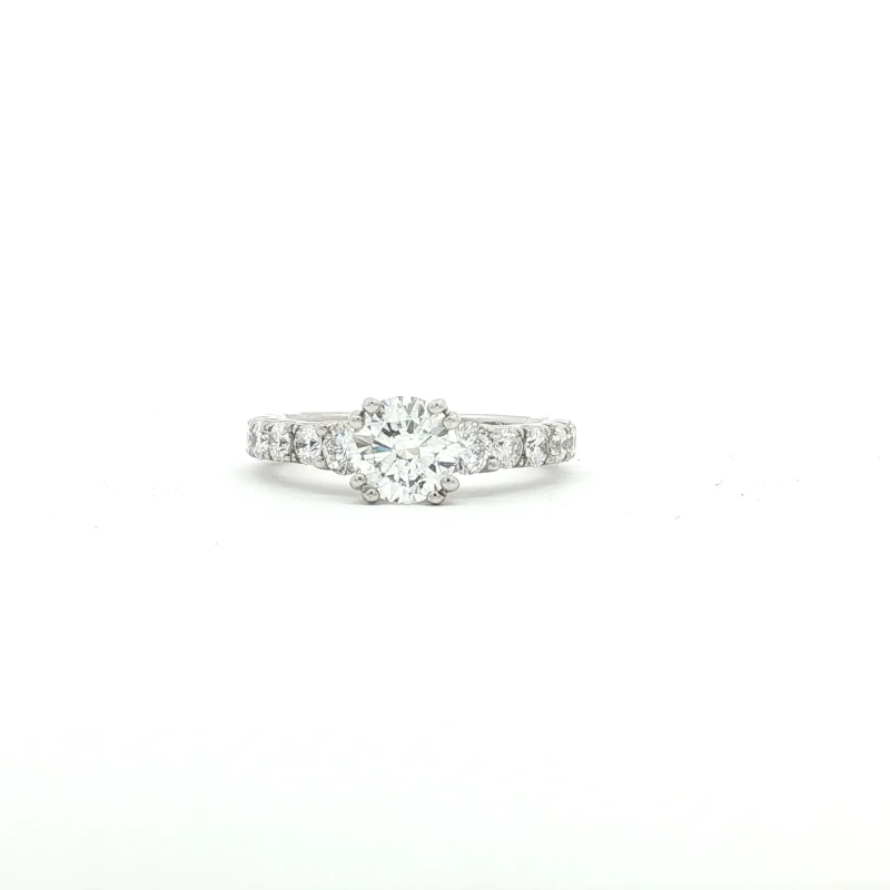 Accented Diamond Engagement Ring, Round Center GIA