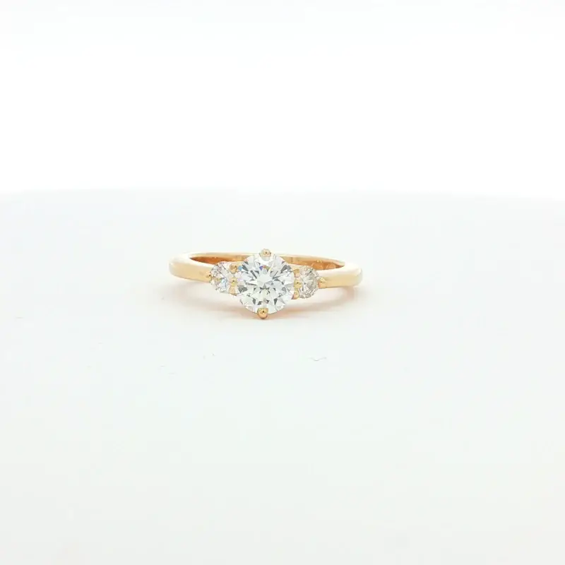 14k yellow gold three stone engagement ring