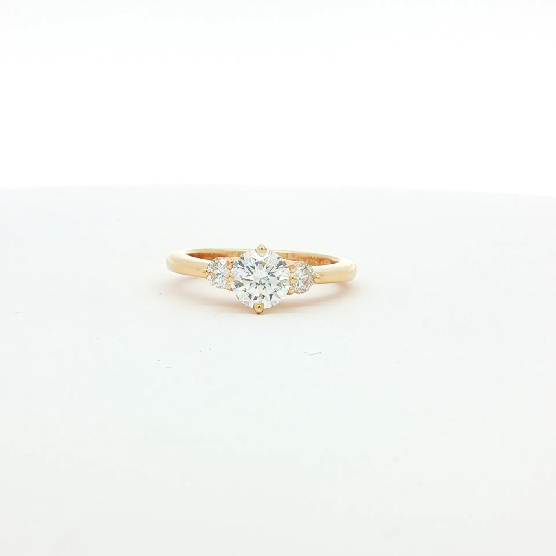 14k yellow gold three stone engagement ring