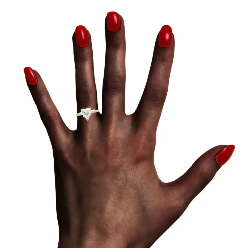 Platinum Three Stone Heart Ring, GIA