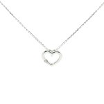 14k White Gold Diamond Heart Necklace (.03 carat)
