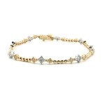 14k Yellow/White Gold Bead Bracelet (0.6 carat)