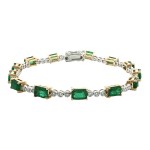 18k White/Yellow Gold Emerald and Diamond Bracelet (6.04 carat)