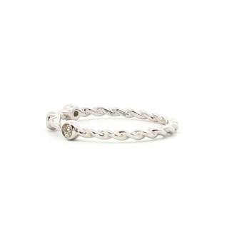 14k white gold twisted bezel-set wedding band