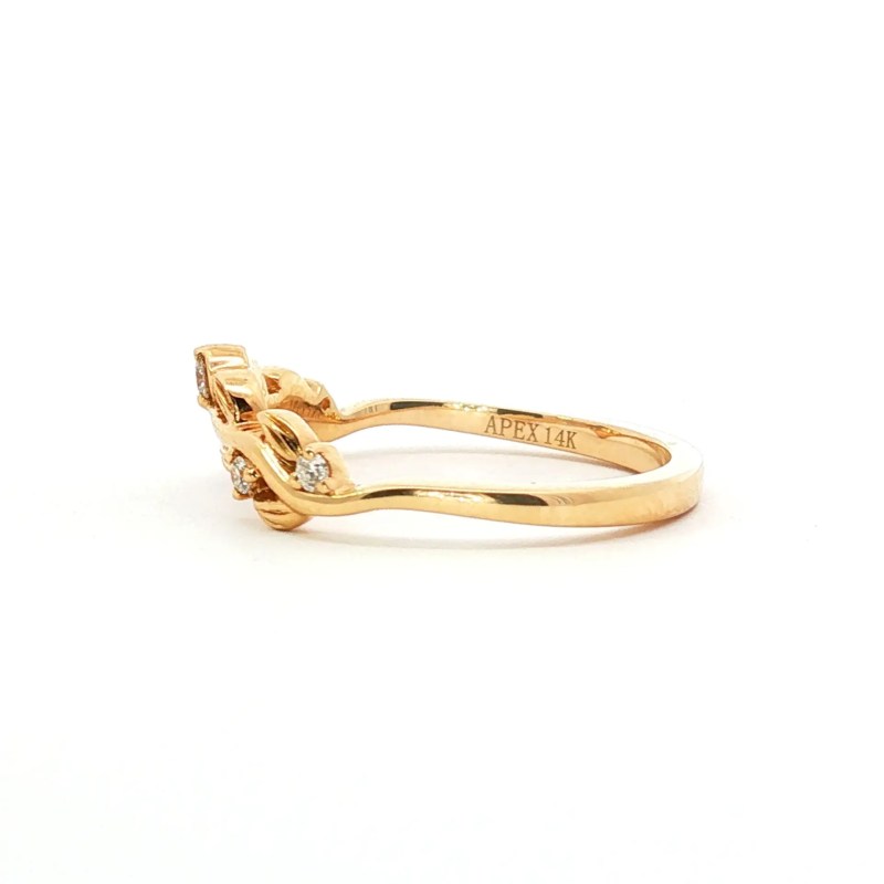 yellow gold wedding band with diamond accents