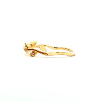 14k yellow gold leaf accented wedding band