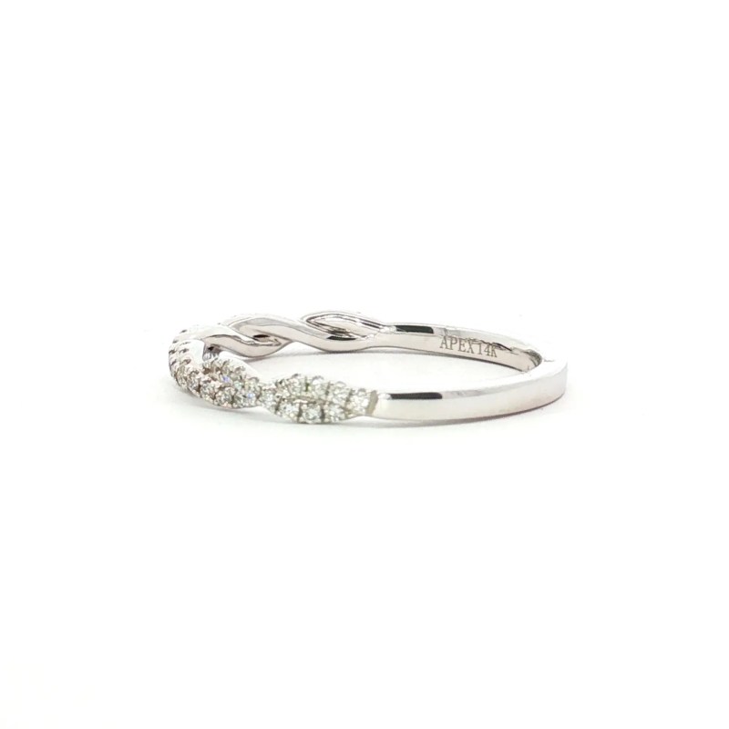 14k White Gold Diamond Twisted Wedding Band