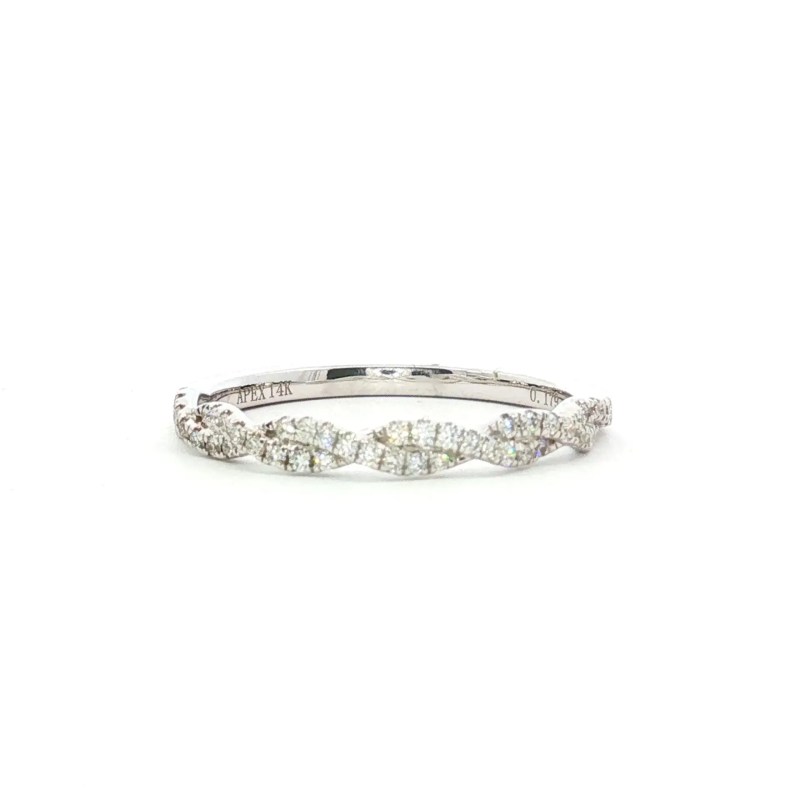 14k White Gold Diamond Twisted Wedding Band