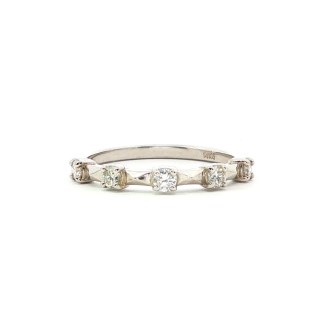 14k white gold five-stone wedding band