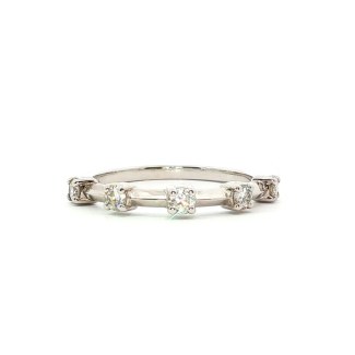 14k white gold five-stone wedding band