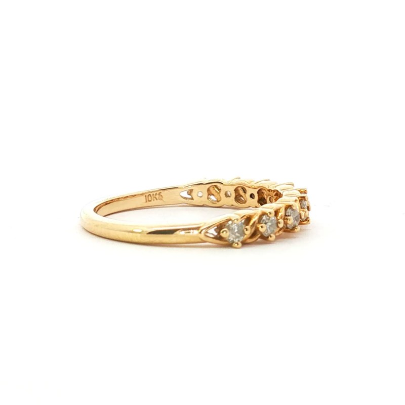 10k Yellow Gold Diamond Twisted Rope Eternity Wedding Band
