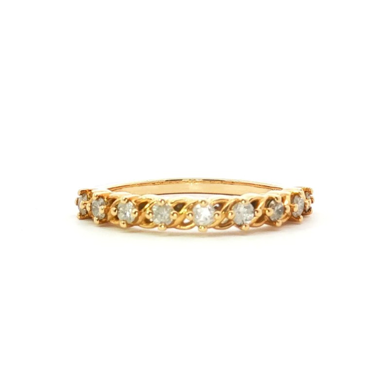 10k Yellow Gold Diamond Twisted Rope Eternity Wedding Band