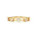 14k Yellow Gold Geometric Five-Stone Diamond Wedding Band
