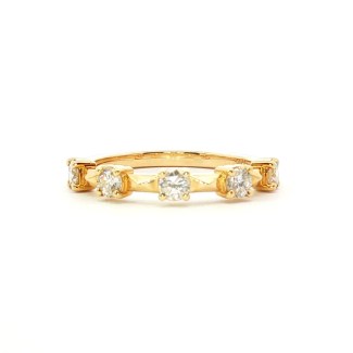 14k Yellow Gold Geometric Five-Stone Diamond Wedding Band