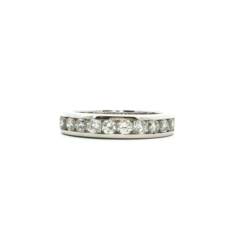 14k white gold channel-set wedding band