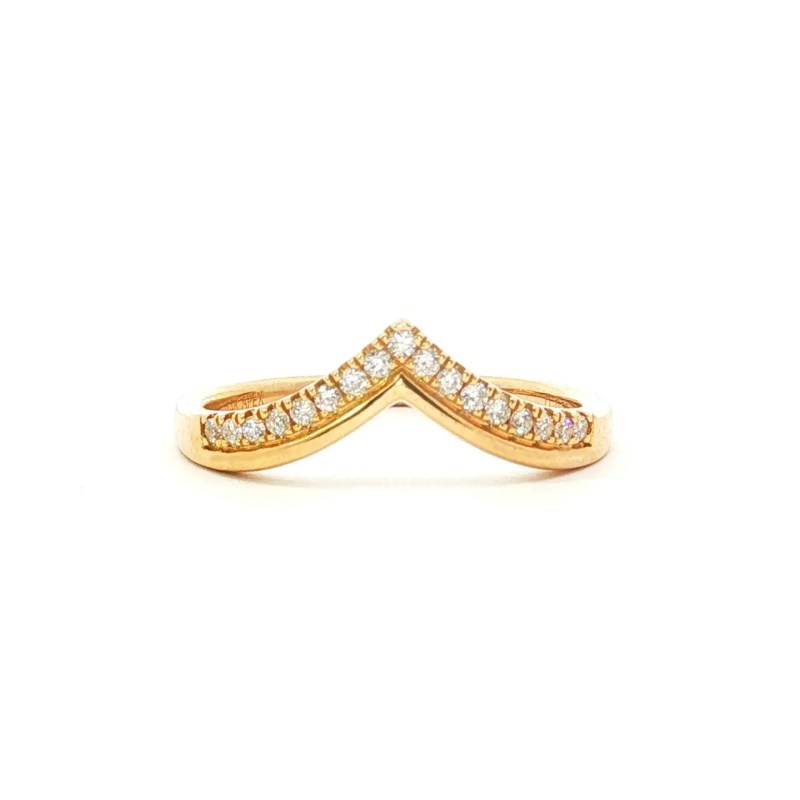 14k yellow gold chevron wedding band