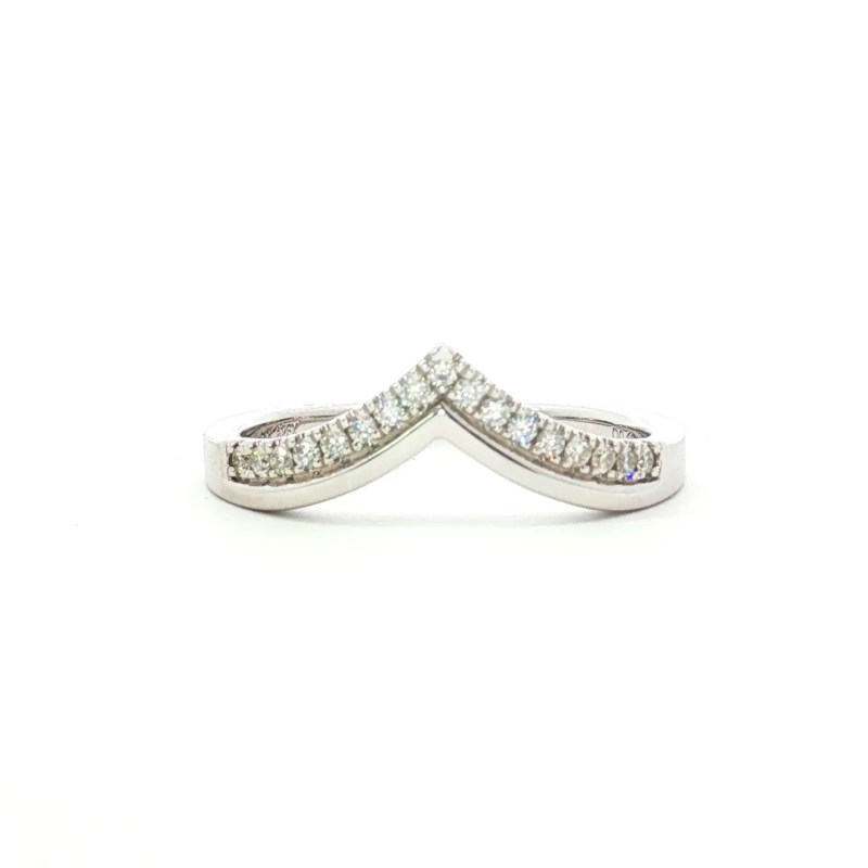 14k White Gold Diamond Chevron Wedding Band