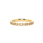 14k Yellow Gold Scalloped Diamond Eternity Wedding Band