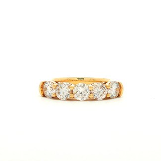 18k Yellow Gold Diamond Five-Stone Wedding Band