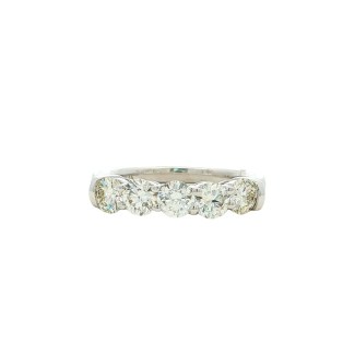 4k White Gold Diamond Five-Stone Wedding Band