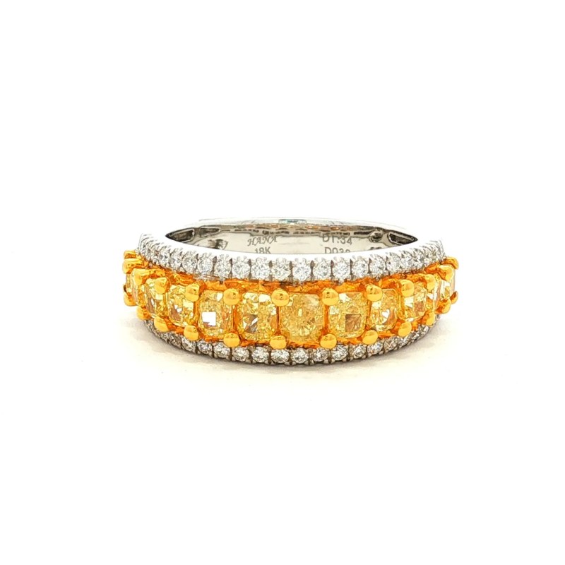 18k White/Yellow Diamond Half Anniversary Ring