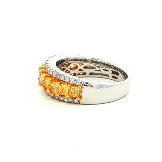 18k White/Yellow Diamond Half Anniversary Ring